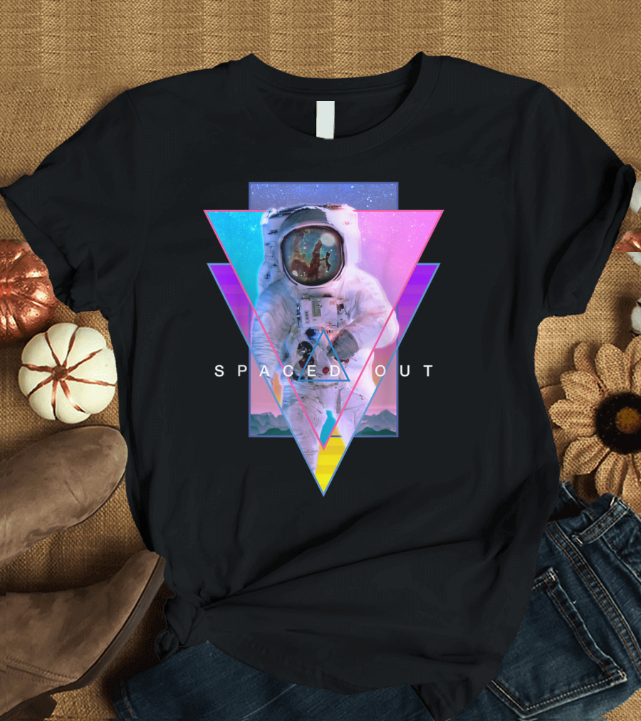 Spaced Out Astronaut Vaporwave Aesthetic Triangles T-Shirt