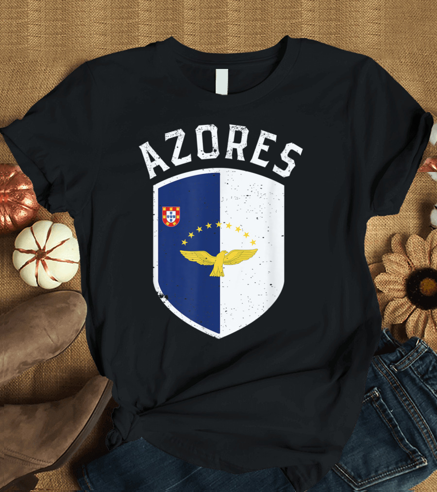 AZORES Portuguese Flag Emblem Eagle Stars Crest T-Shirt