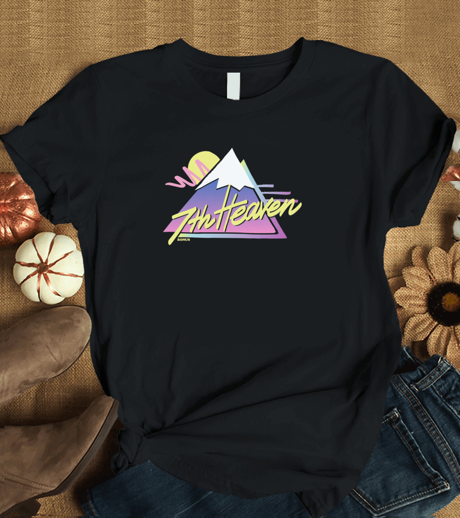 7th Heaven Retro Mountain Sunset Aesthetic Bonus T-Shirt
