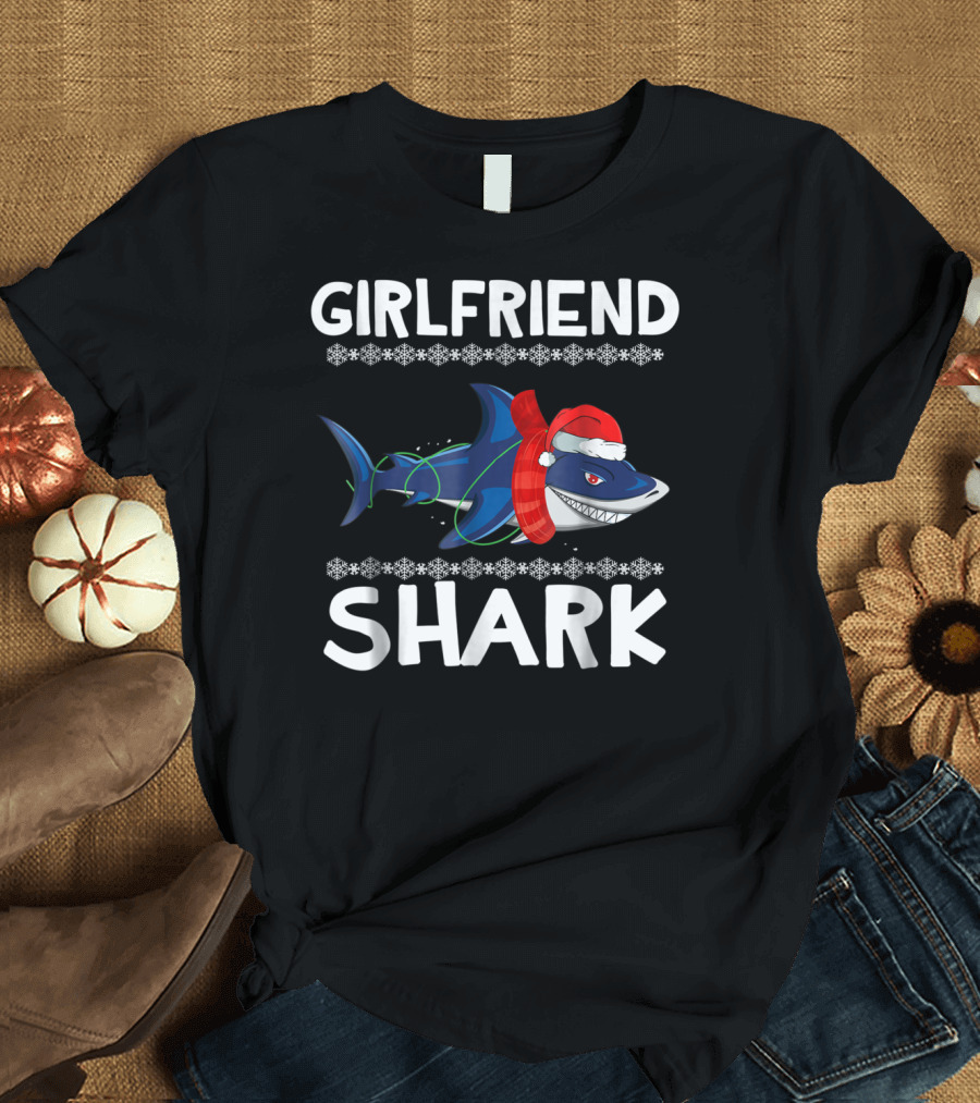 Girlfriend Shark Ugly Christmas Family Holiday T-Shirt