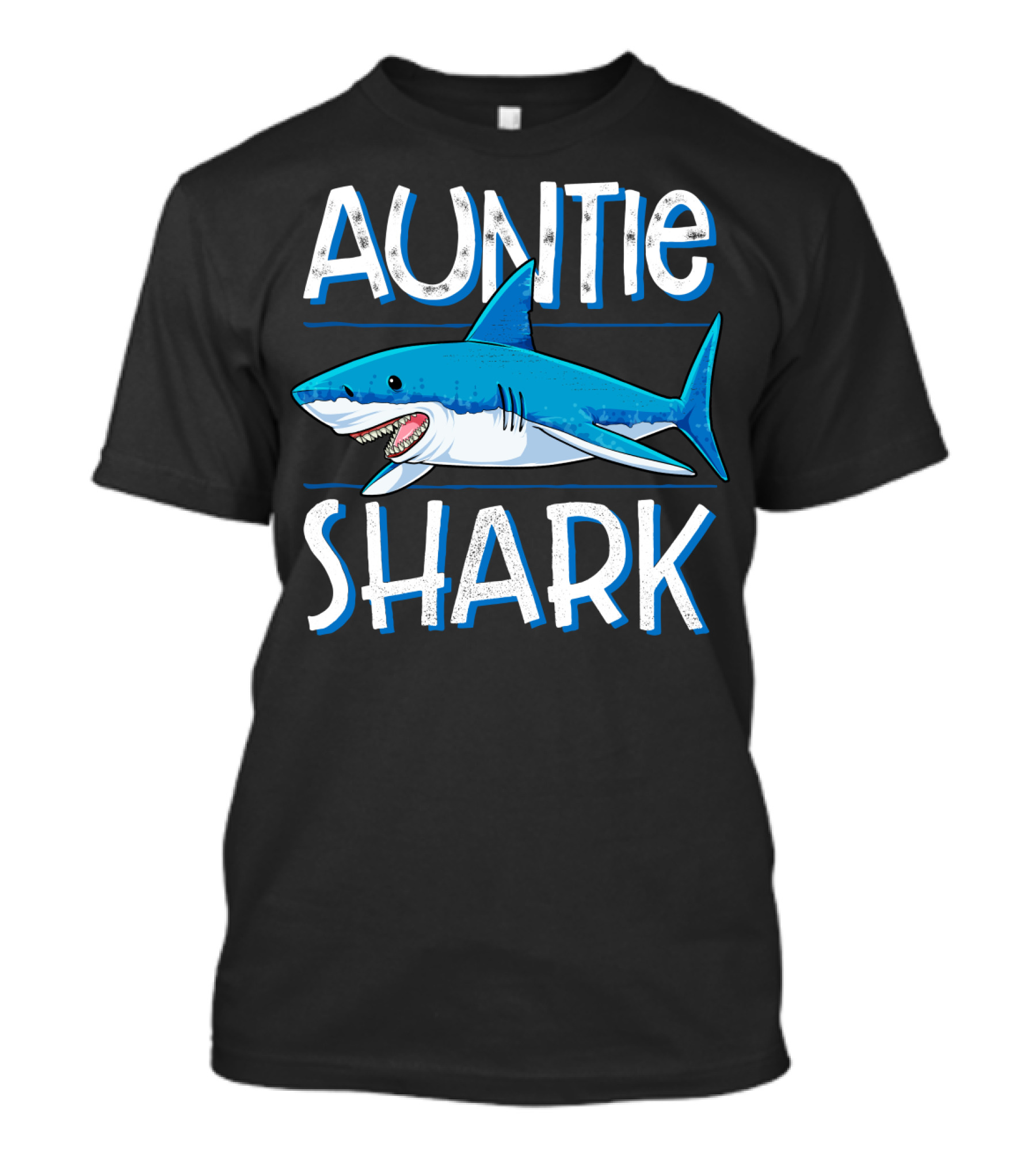 Auntie Shark Family Matching Aunt Women Jawsome Blue Shark Cartoon T-Shirt