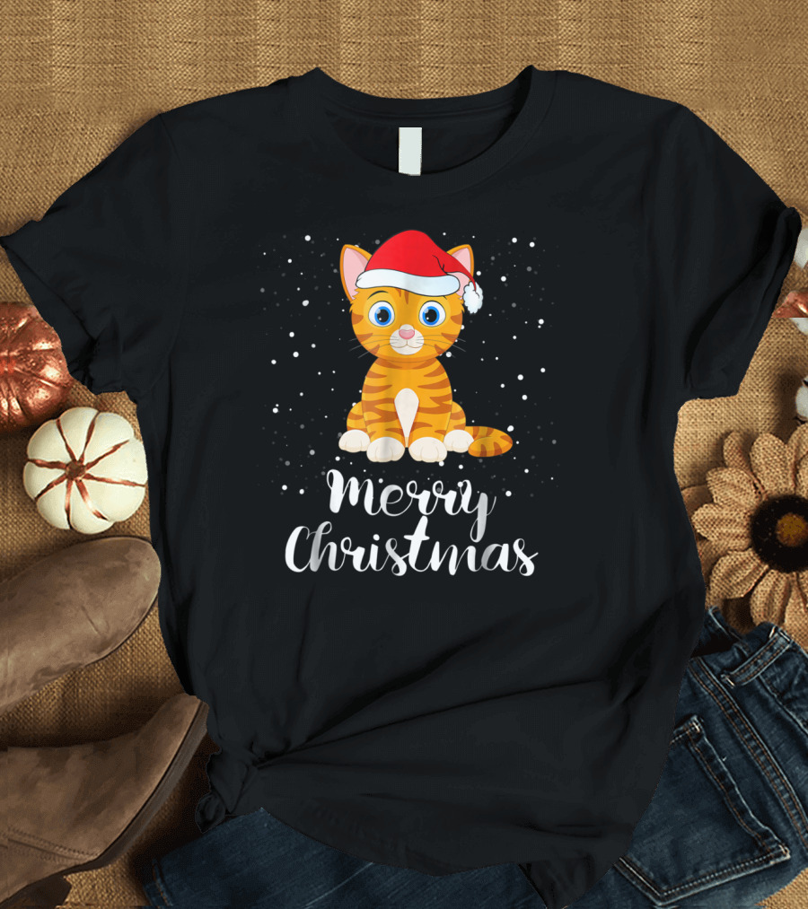 Merry Christmas Cat Funny Christmas Matching Family Group T-Shirt