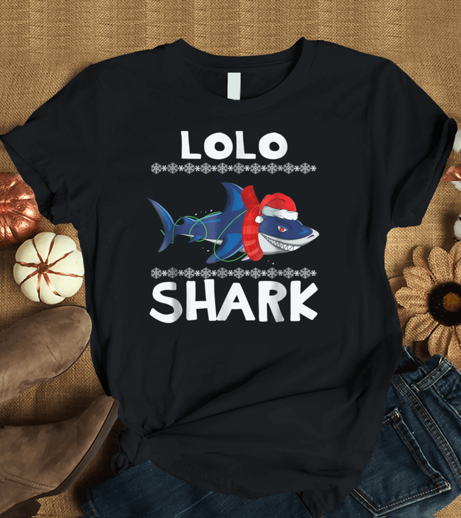 Lolo Shark Santa Ugly Christmas Family T-Shirt