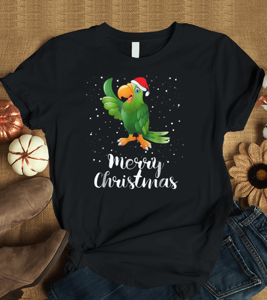 Merry Christmas Parrot Funny Matching Family Group T-Shirt