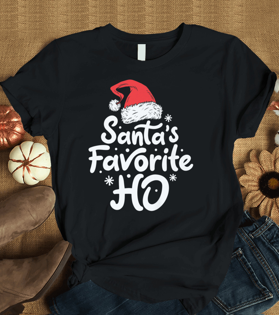 Santa's Favorite Ho Christmas Women Santa Hat T-Shirt