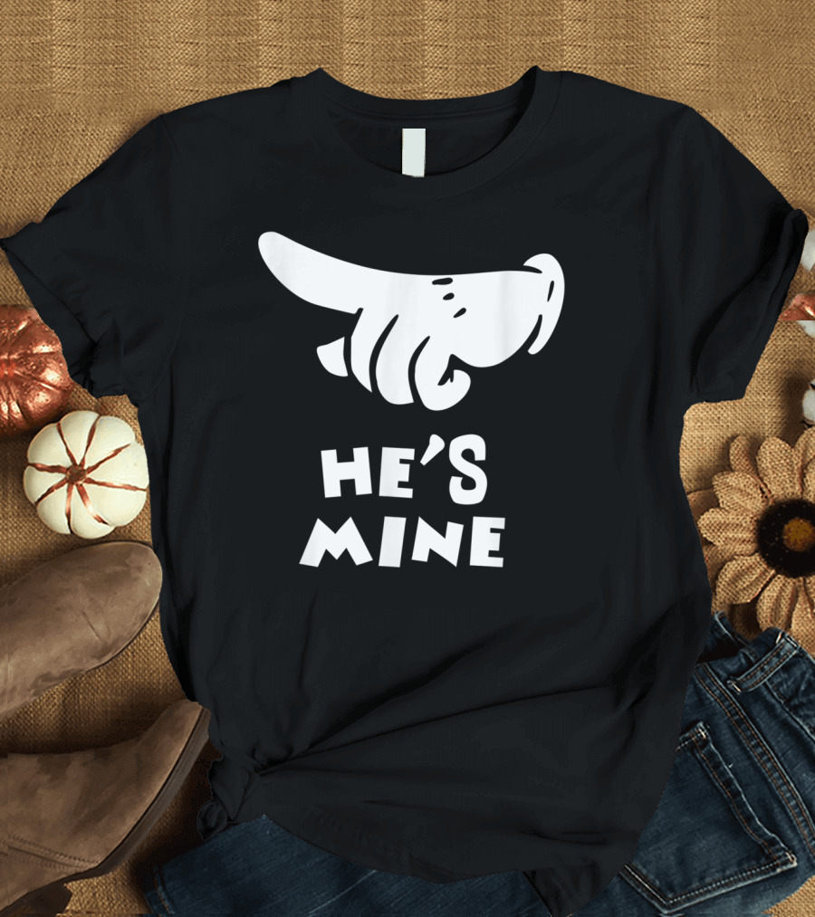Valentines Day He's Mine Couples Hand Design 15 T-Shirt