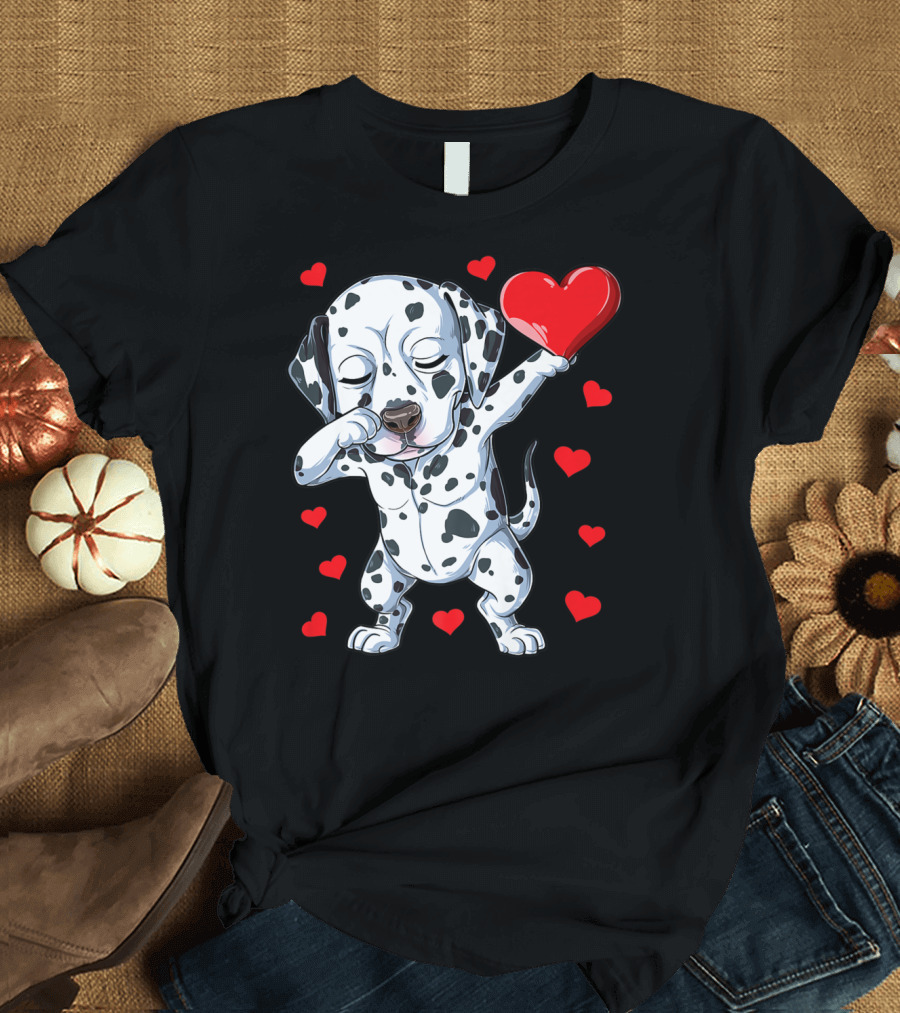 Dabbing Dalmatian Valentines Day Dog Lover Heart Boys1 T-Shirt