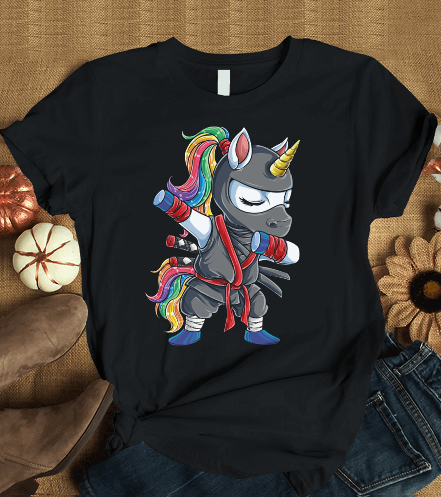 Dabbing Ninja Unicorn Rainbow Martial Arts Women T-Shirt
