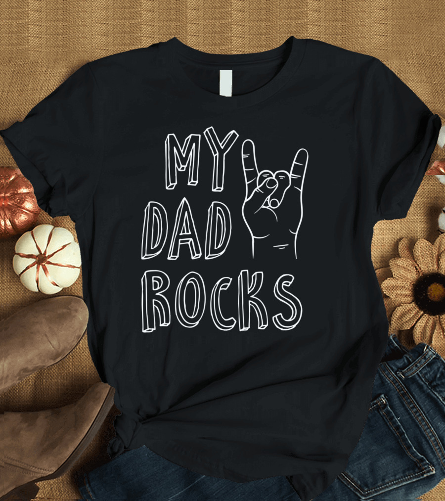My Dad ROCKS Kids Premium Hand Gesture T-Shirt