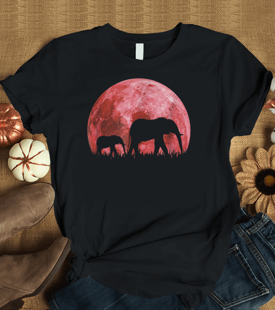 Africa Elephant Moon Safari Animal Map Dad Te42 T-Shirt