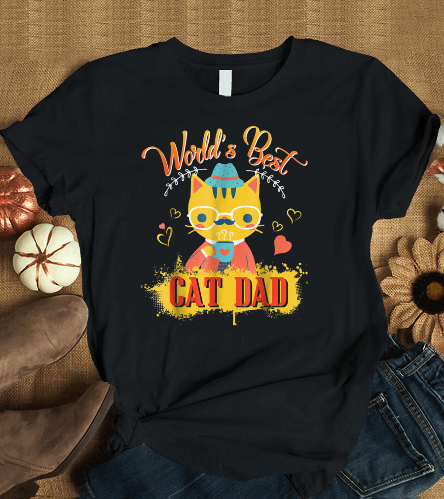 World's Best Cat Dad Cat Lover Funny Best Cat Dad T-Shirt