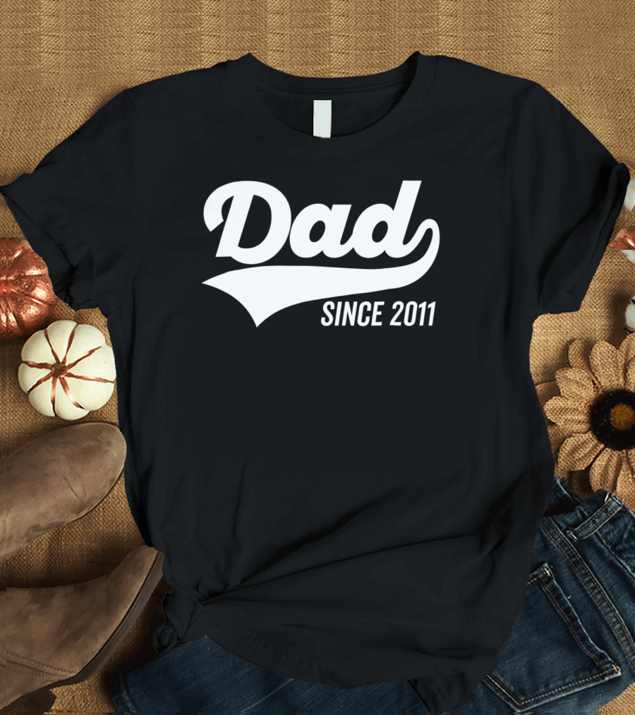 Dad Since 2011 Bold Sports Swoosh T-Shirt