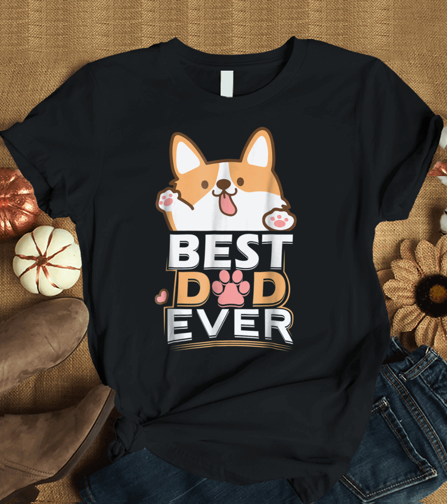 Best Dog Dad Ever Corgi Paws and Ears T-Shirt