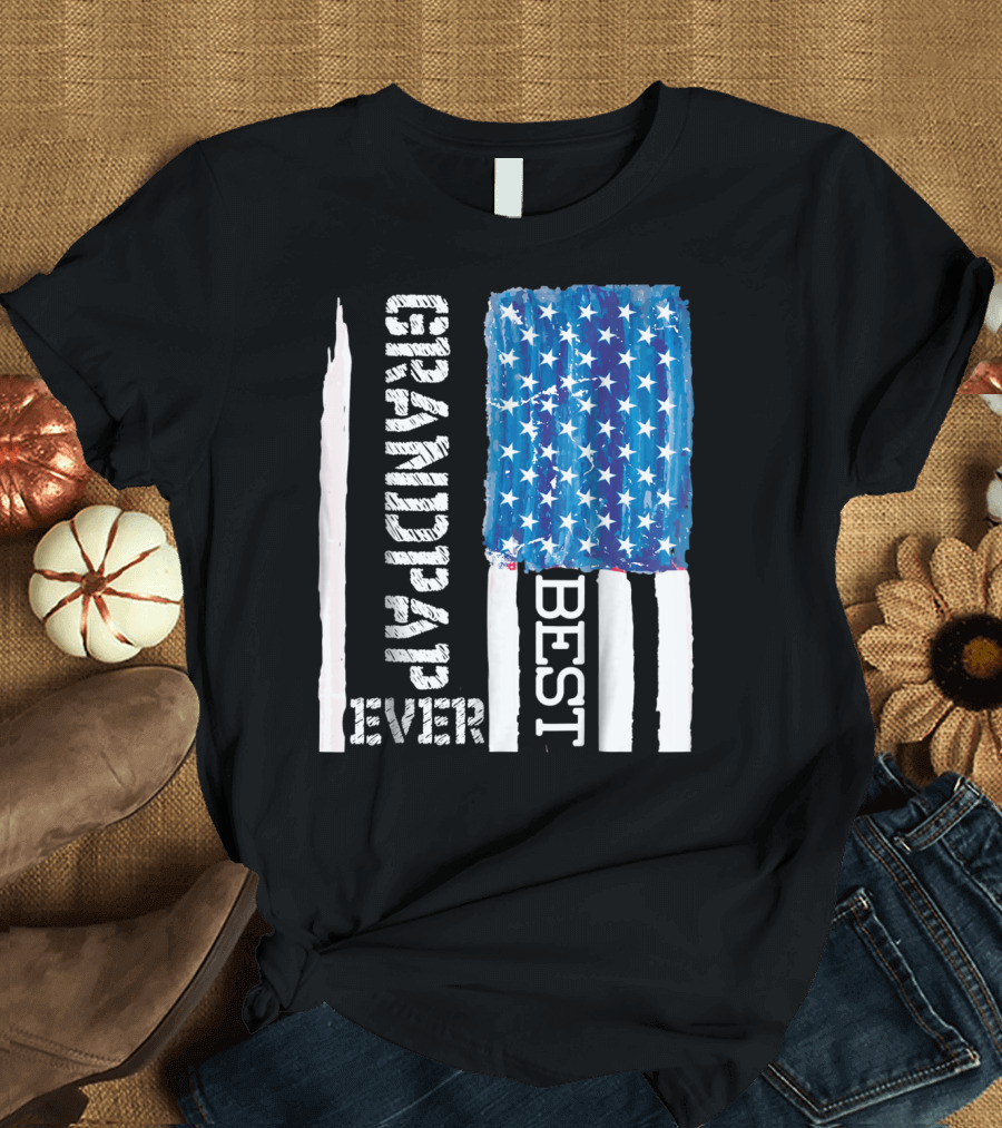 Best Grandpap Ever Distressed American Flag Design 68 T-Shirt