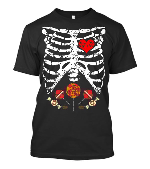 Candy Skeleton Heart And Bones Halloween Funny Kids Dad78 T-Shirt