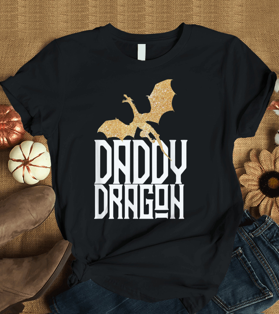 Daddy Dragon Gold Matching Family Tribe Dad Father Dragon T-Shirt