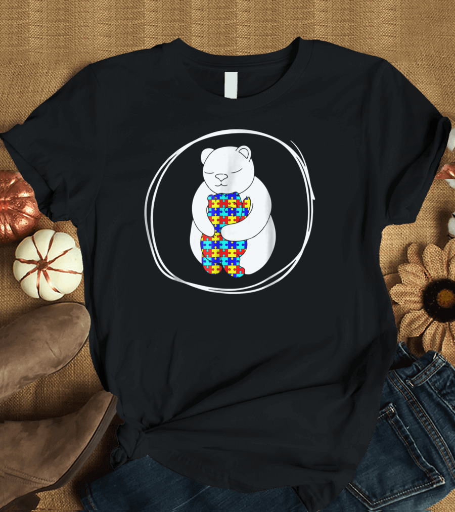 Bear Holding Puzzle Piece Bear Autism Awareness T-Shirt