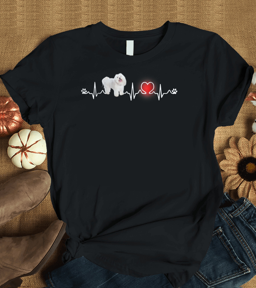 Coton De Tulear Heartbeat Paw Prints T-Shirt