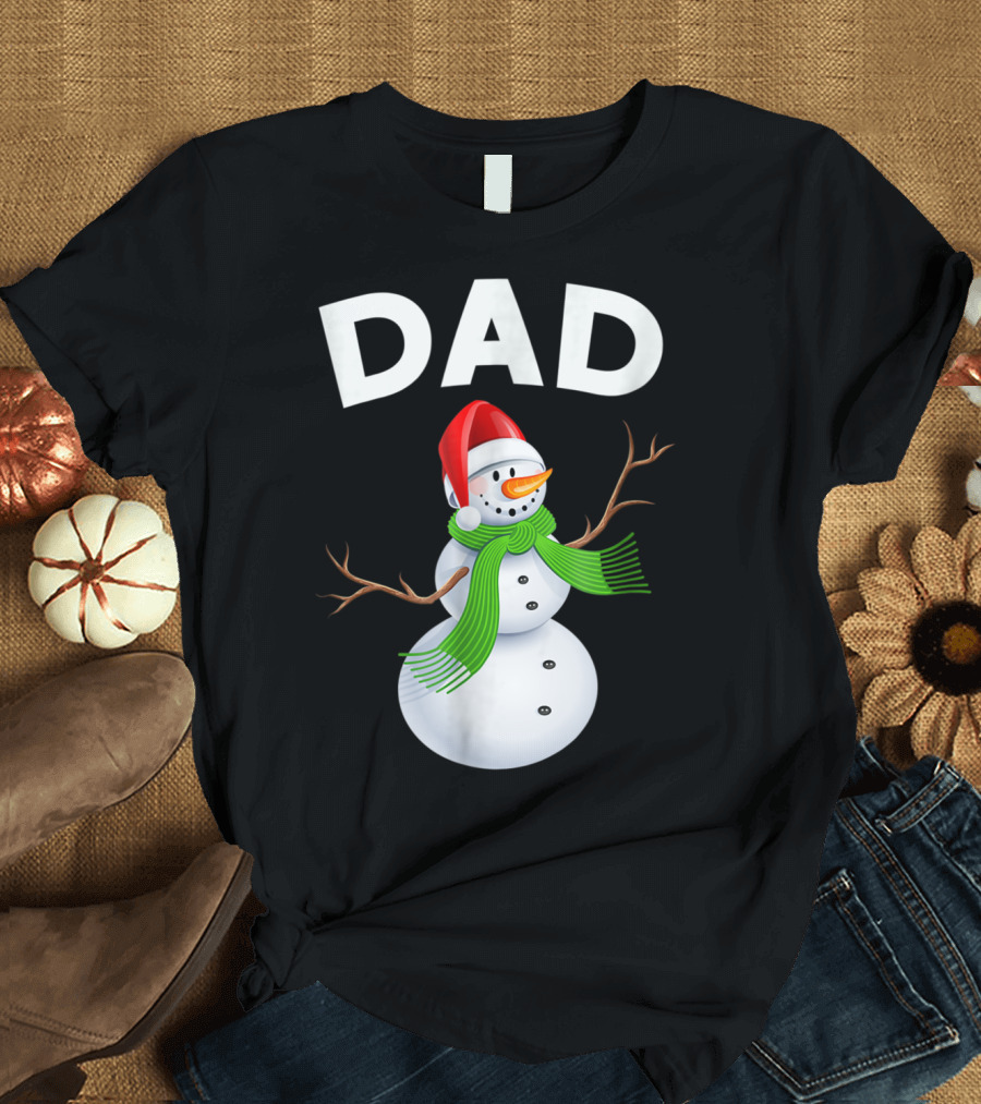 Dad Christmas Snowman Santa Hat Family T-Shirt