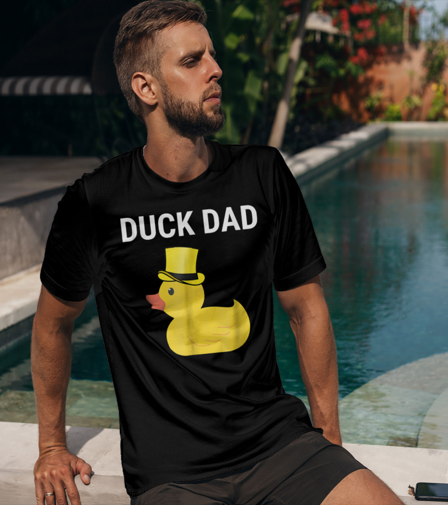 Duck Dad Cute Rubber Duck With Top Hat For Lovers Father T-Shirt