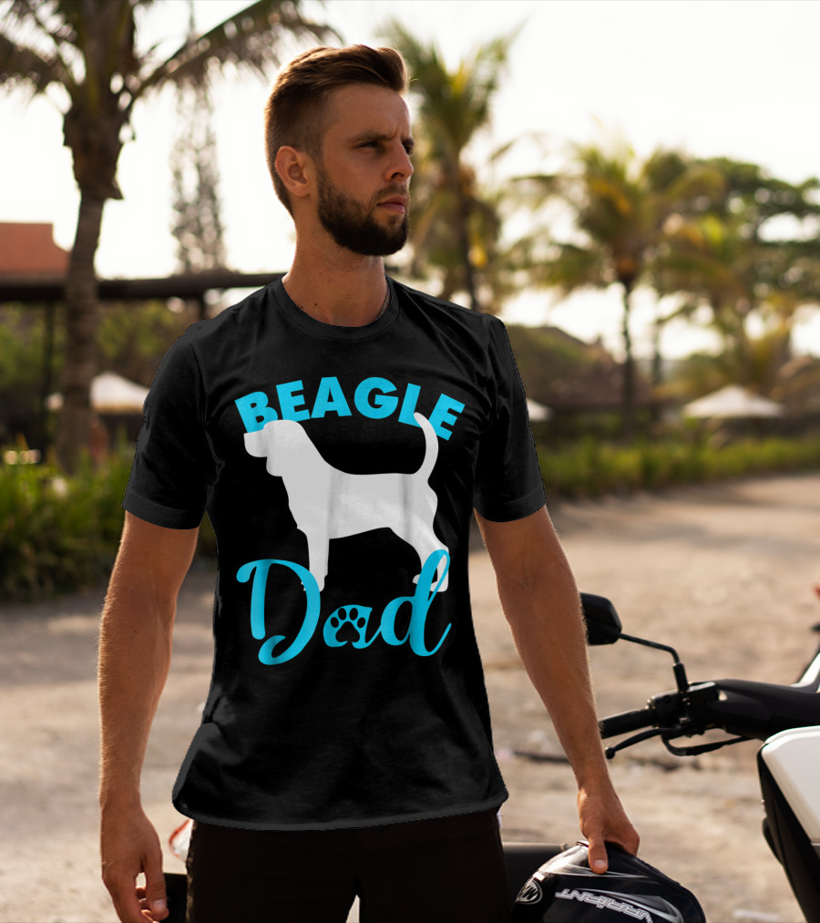 BEAGLE DAD Dog Silhouette Paw Prints T-Shirt