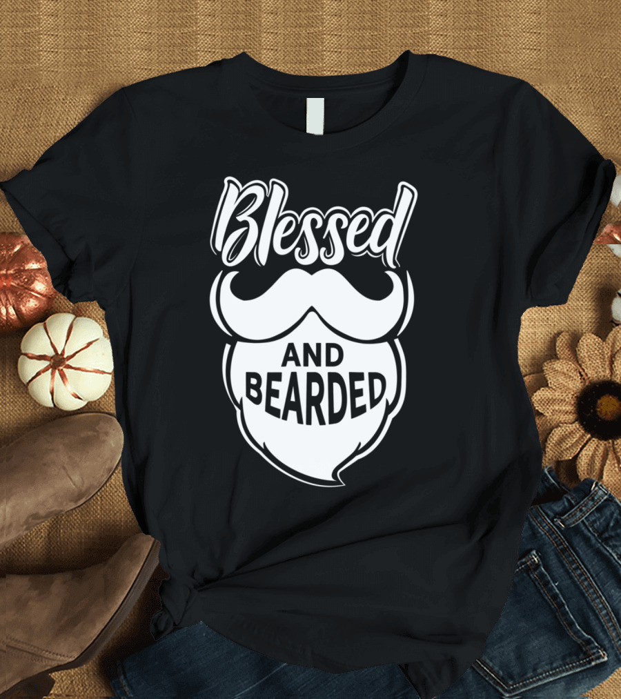 Blessed and Bearded Funny Dad Beard Men T-Shirt