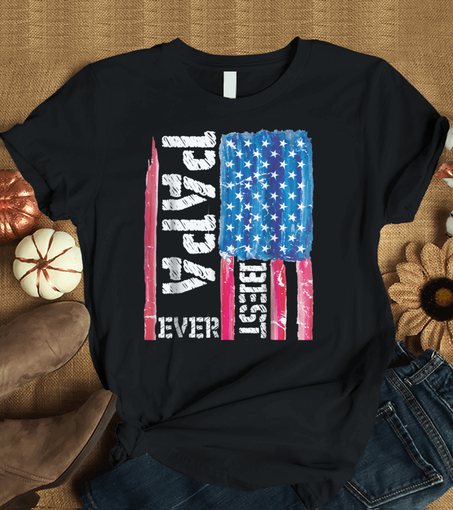 Best Papa Ever Distressed American Flag T-Shirt
