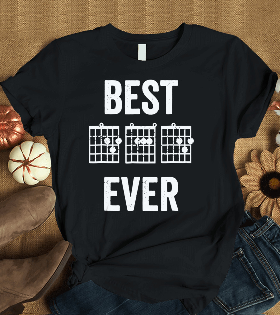 Best Dad Ever Music Chords Bold Condensed73 Guitar Diagrams T-Shirt