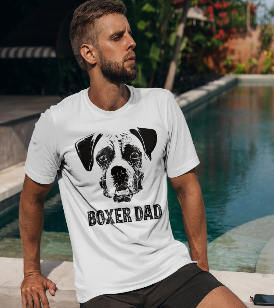 Boxer Dog Dad Boxer Dad Face T-Shirt