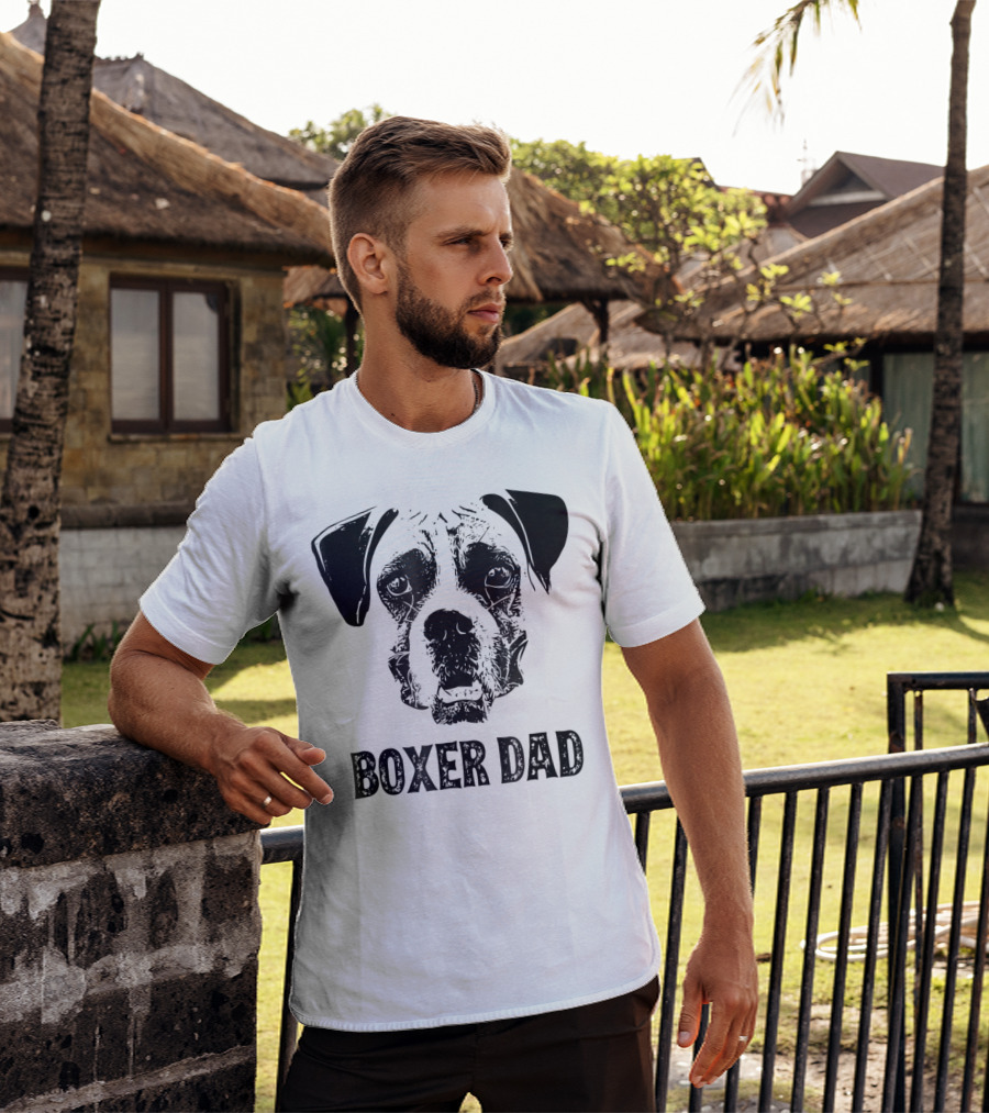 Boxer Dog Dad Boxer Dad Face T-Shirt