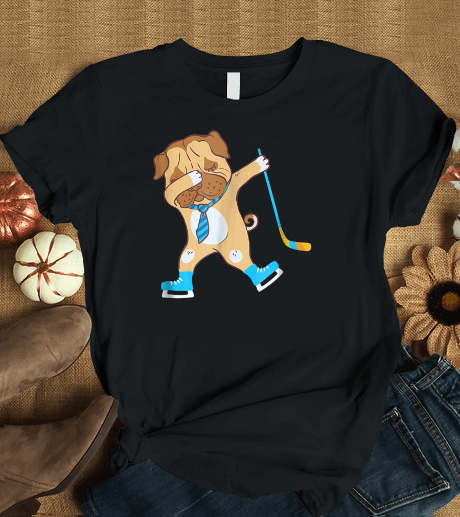 Dabbing Ice Hockey Dog Best Dad Ever Boys T-Shirt