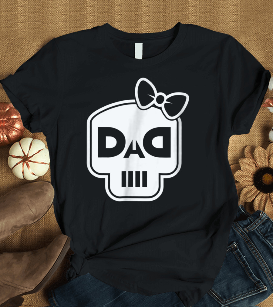 DAD White Skull Bow Rap Merch59 T-Shirt