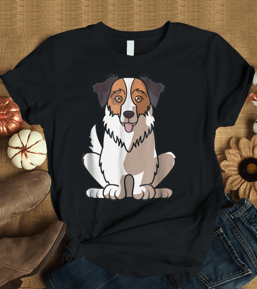 Australian Shepherd Sitting Waiting for Holidays Dad Dog T-Shirt
