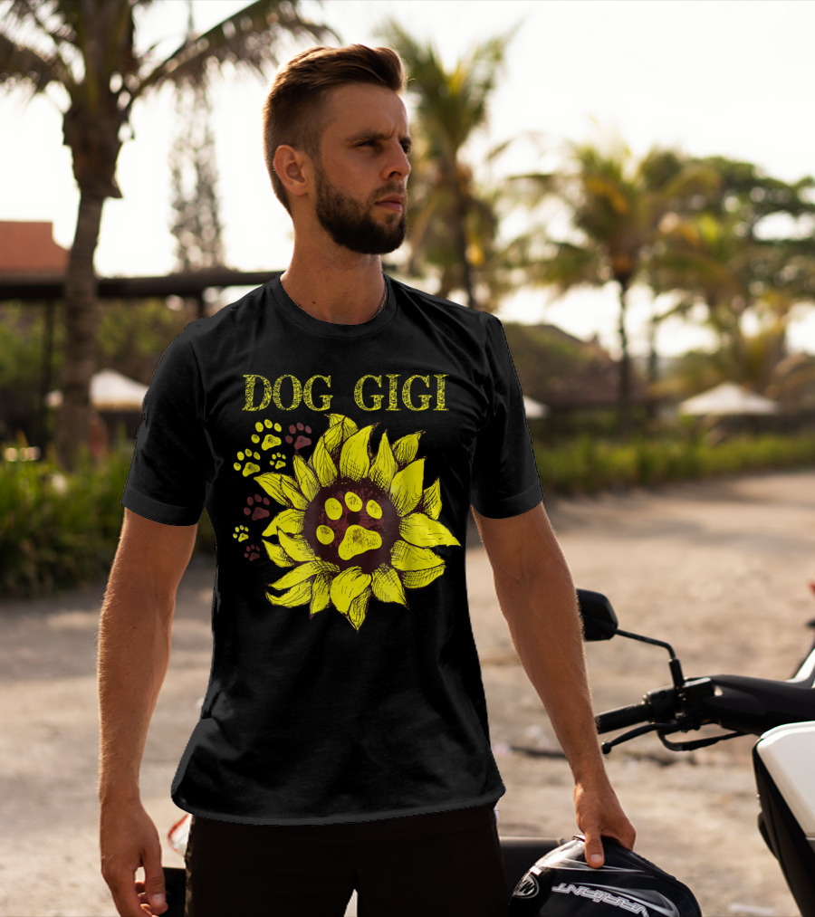 Dog Gigi Sunflower Paw Prints T-Shirt