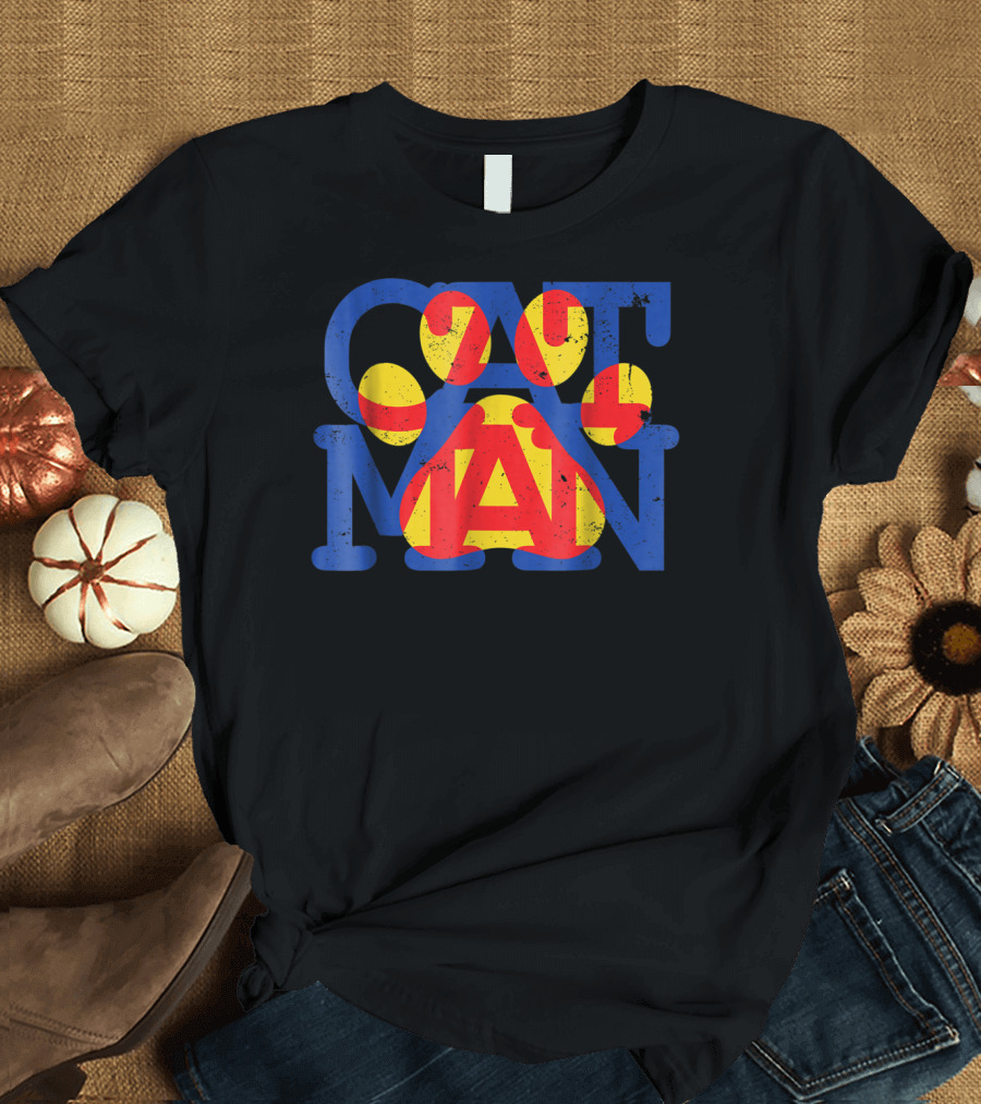 Cat Man Paw Print Graphic Cat Dad21 T-Shirt