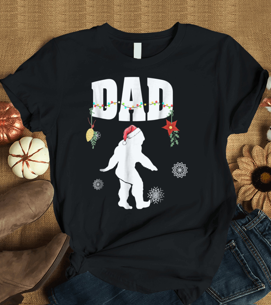 Dad Bigfoot Santa Christmas Family Matching T-Shirt