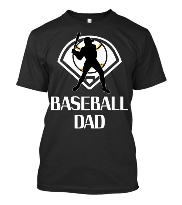 Baseball Dad Batter Silhouette With Baseball Backdrop T-Shirt
