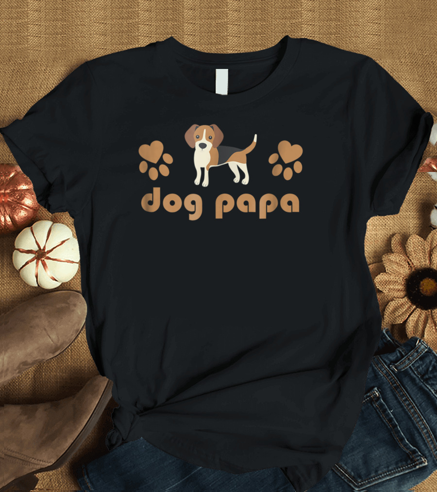 Dog Papa Beagle Dad Cute Funny Dog T-Shirt