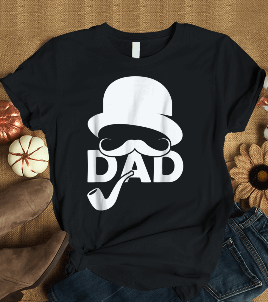 Cool Dad Mustache Hat Pipe T-Shirt