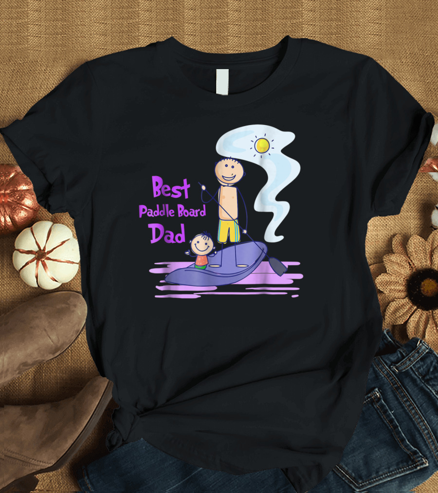 Best Paddle Board Dad Fun Stick Figure T-Shirt