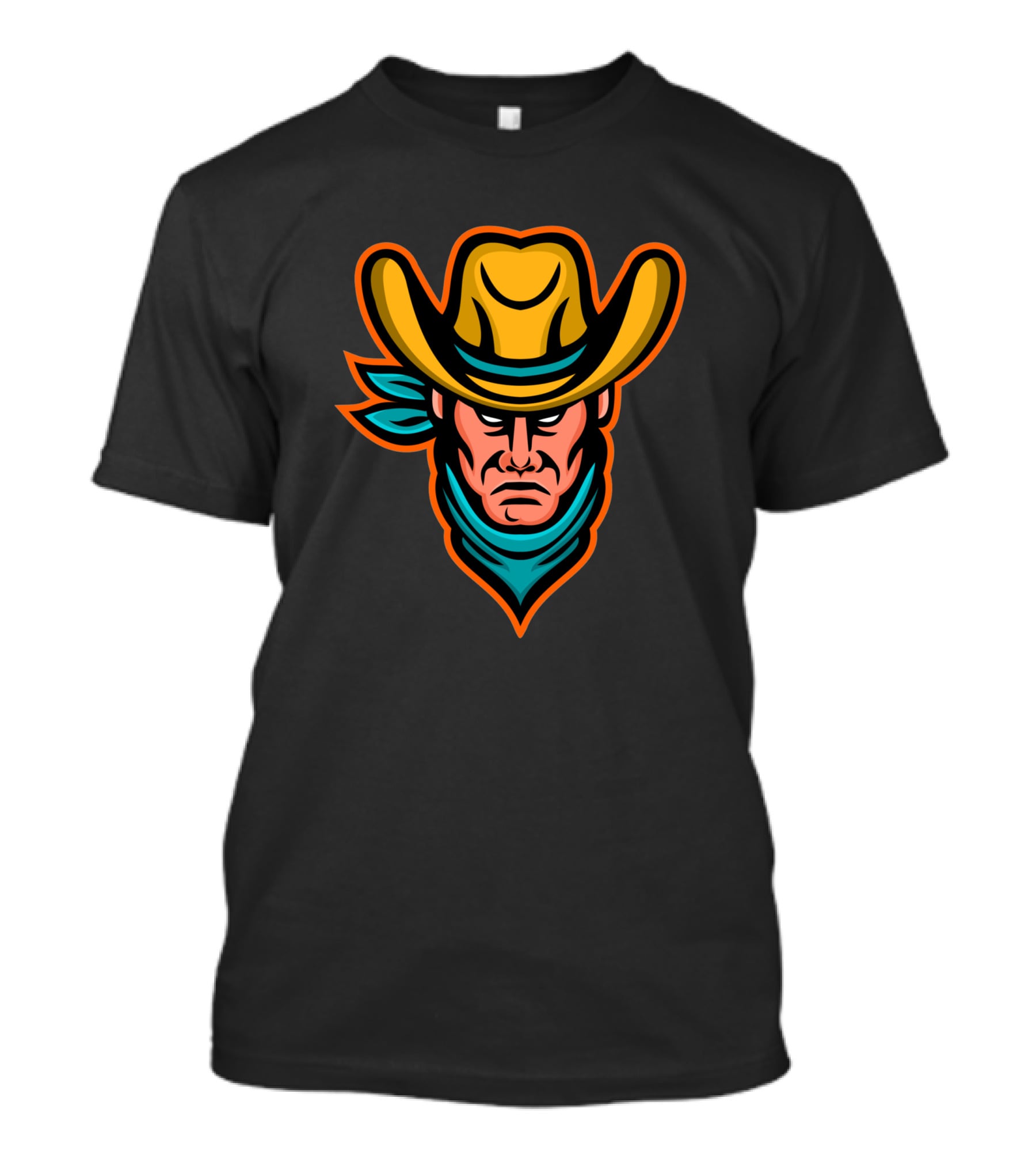 American Cowboy Mascot Icon With Hat And Bandana T-Shirt
