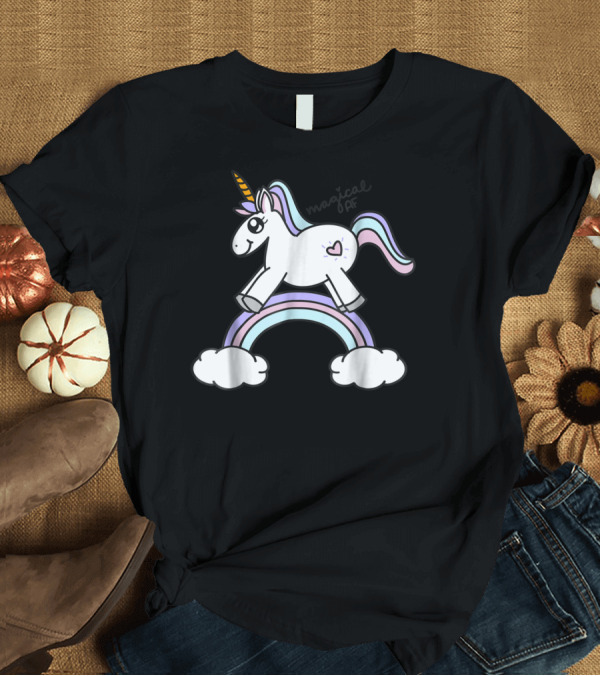 T-Shirt: Magical AF Unicorn Mom Funny Unicorn with Rainbow and Clouds T-Shirt Magical AF Unicorn Mom Funny Unicorn with Rainbow and Clouds T-Shirt