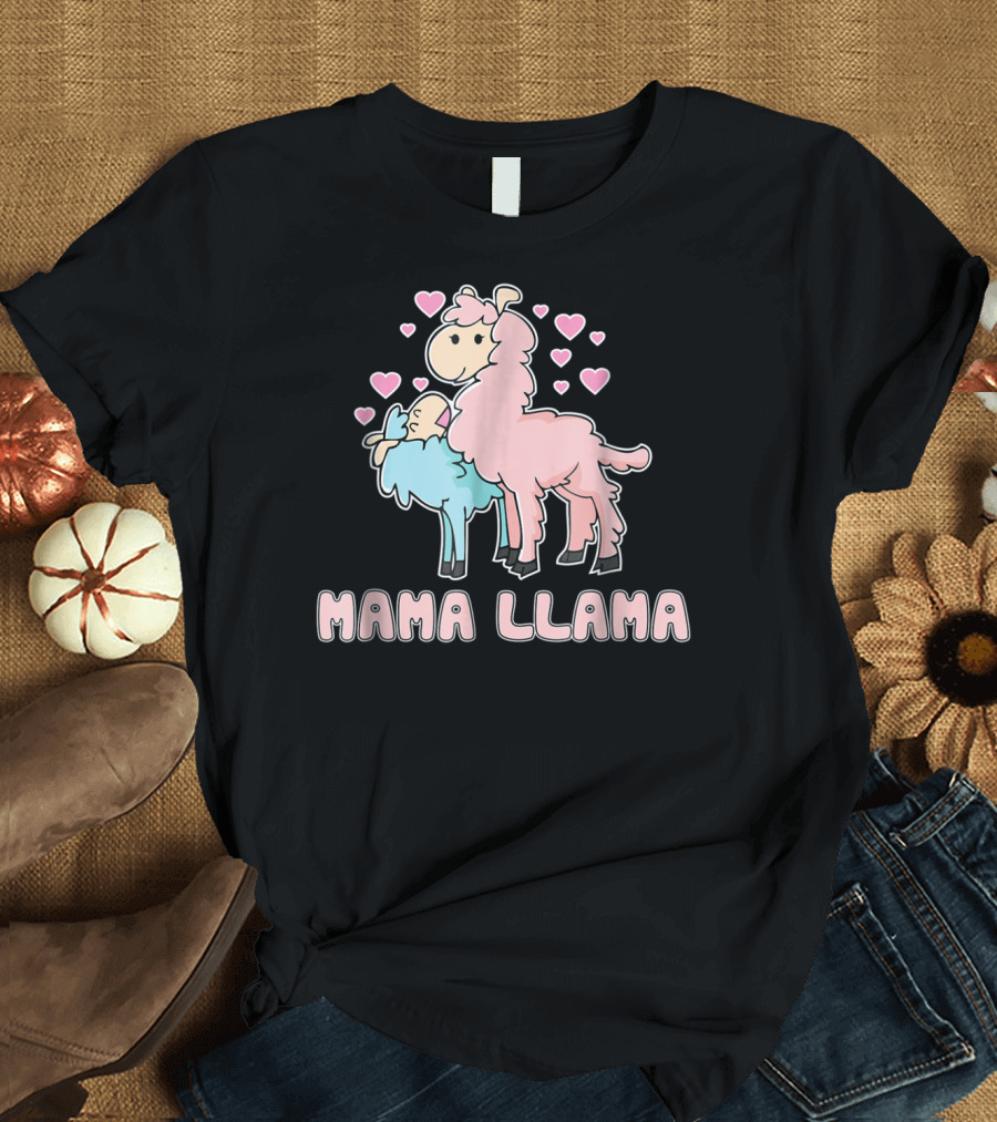 Mama Llama Cute Hearts Llama T-Shirt