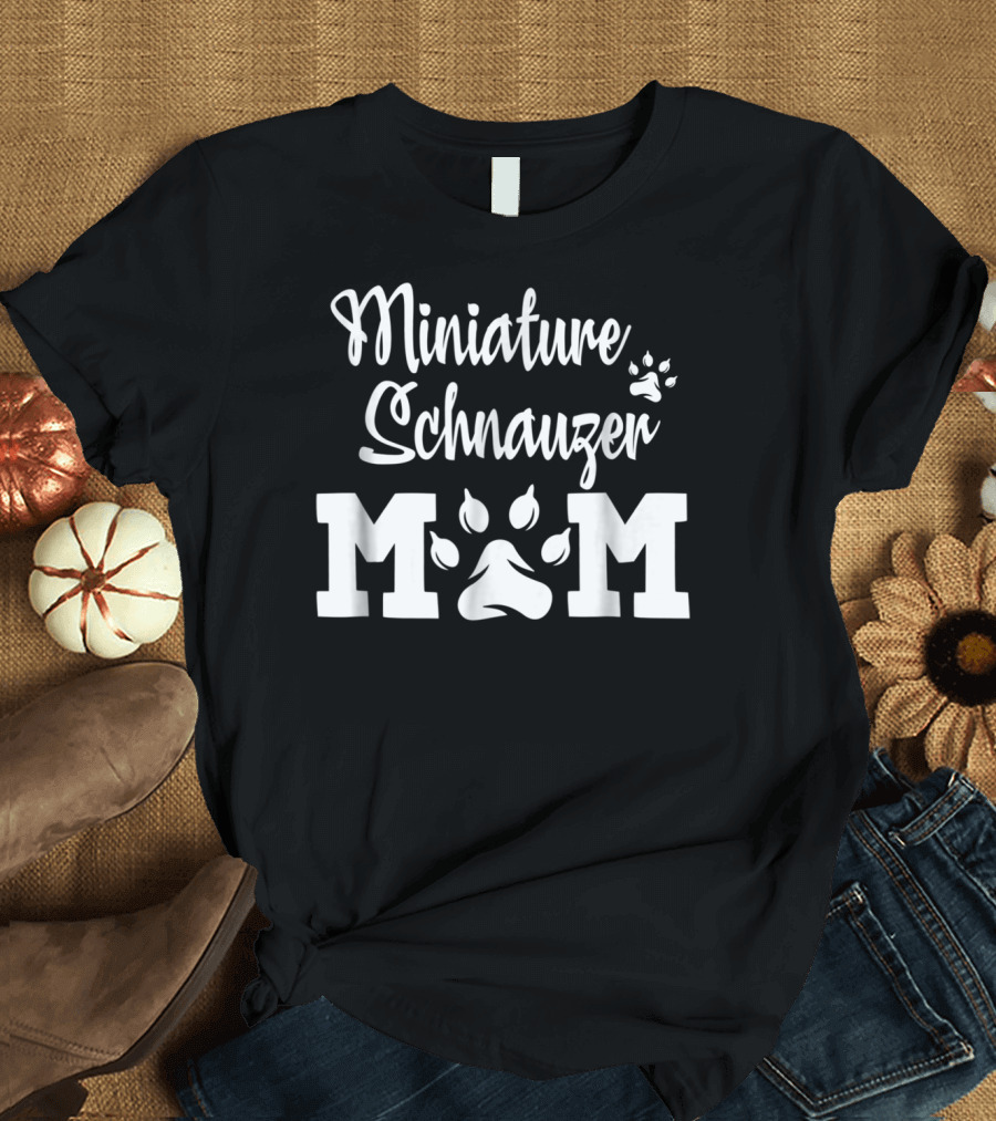 Miniature Schnauzer Mom Pawprint T-Shirt