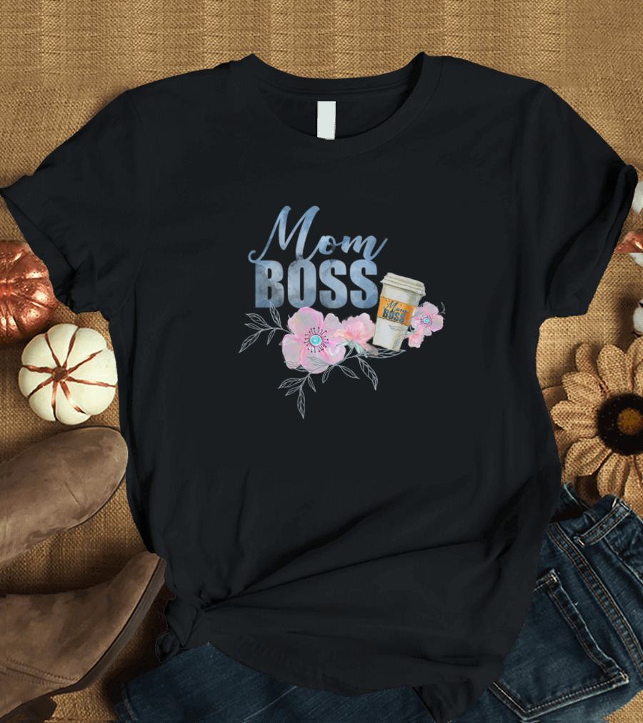 Mom Boss Coffee Floral T-Shirt