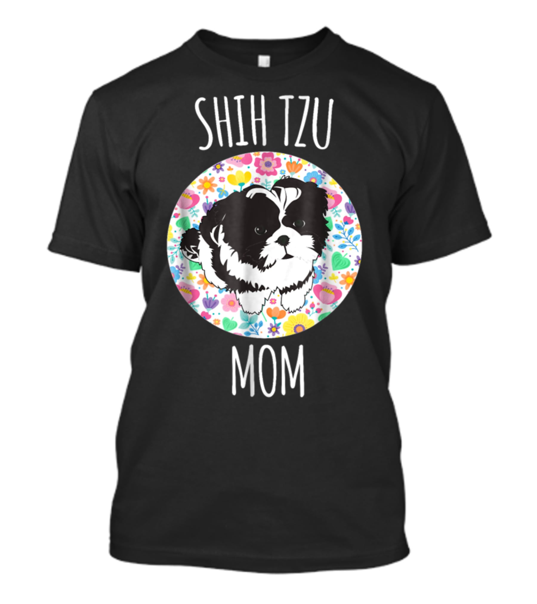 Shih Tzu Mom Floral Puppy T-Shirt