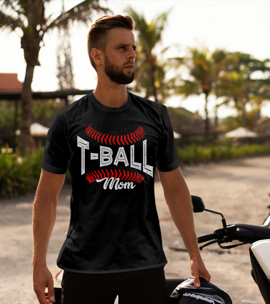 T-Ball Mom Baseball Stitching T-Shirt