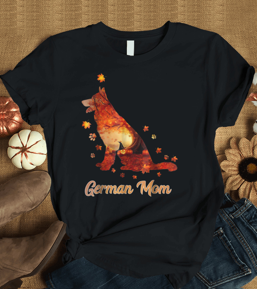 German Shepherd Mom Autumn Scene T-Shirt