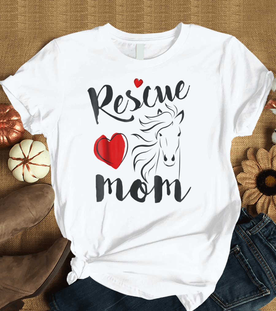 Rescue Mom Heart Horse T-Shirt