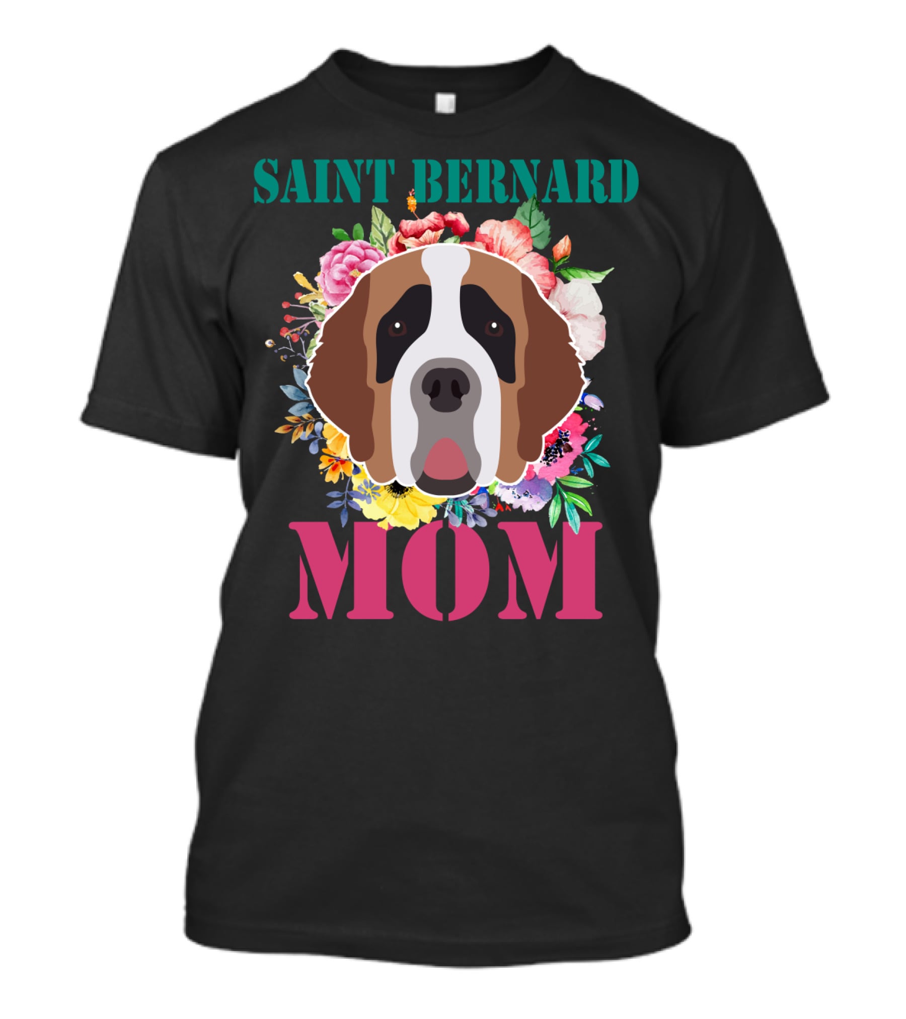 Saint Bernard Mom Floral Puppy Pet Lover T-Shirt